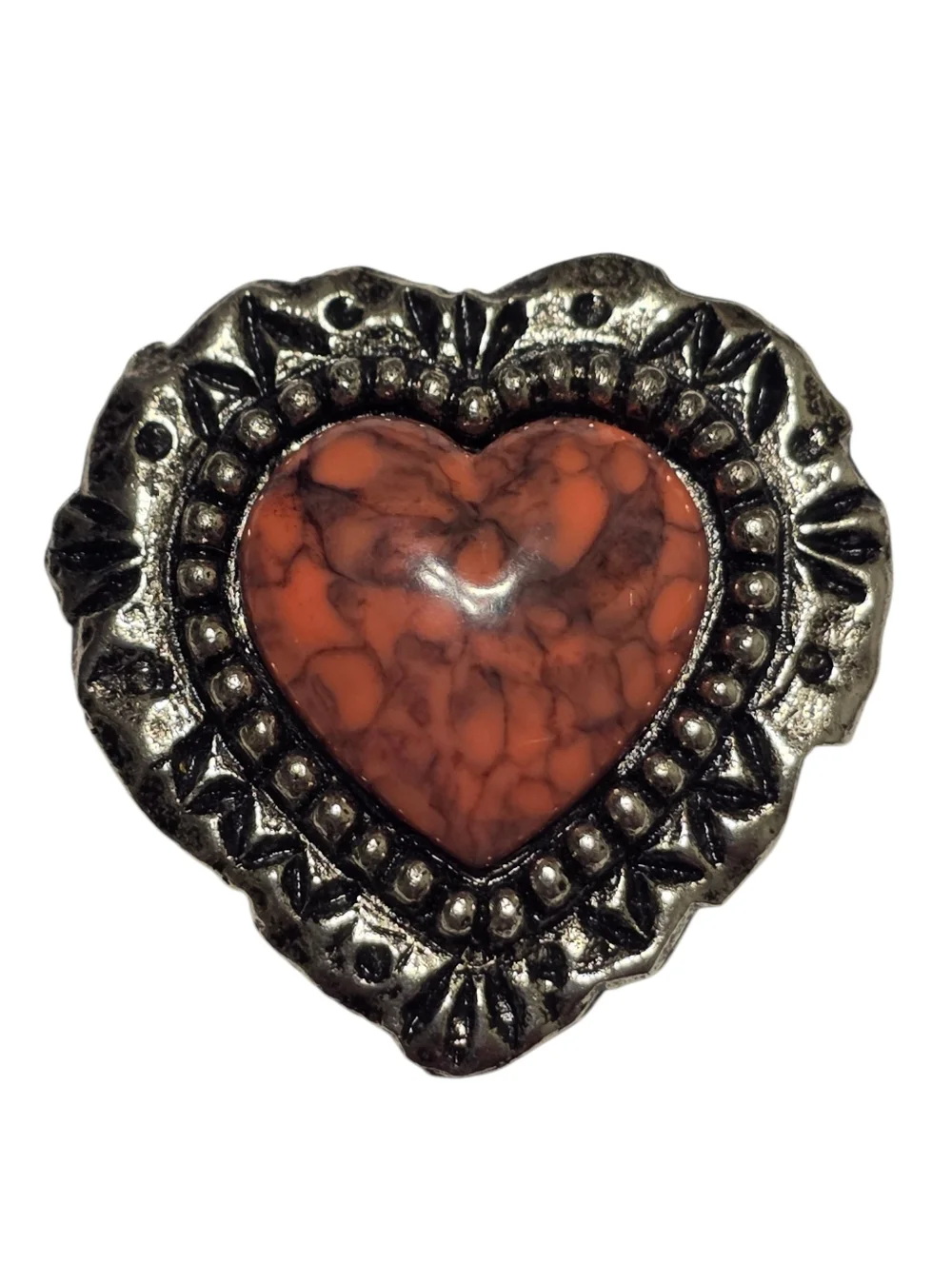Southwestern Navajo Style Vintage Nonny Silver Heart Collar Clip Button Cover - Picture 1 of 5